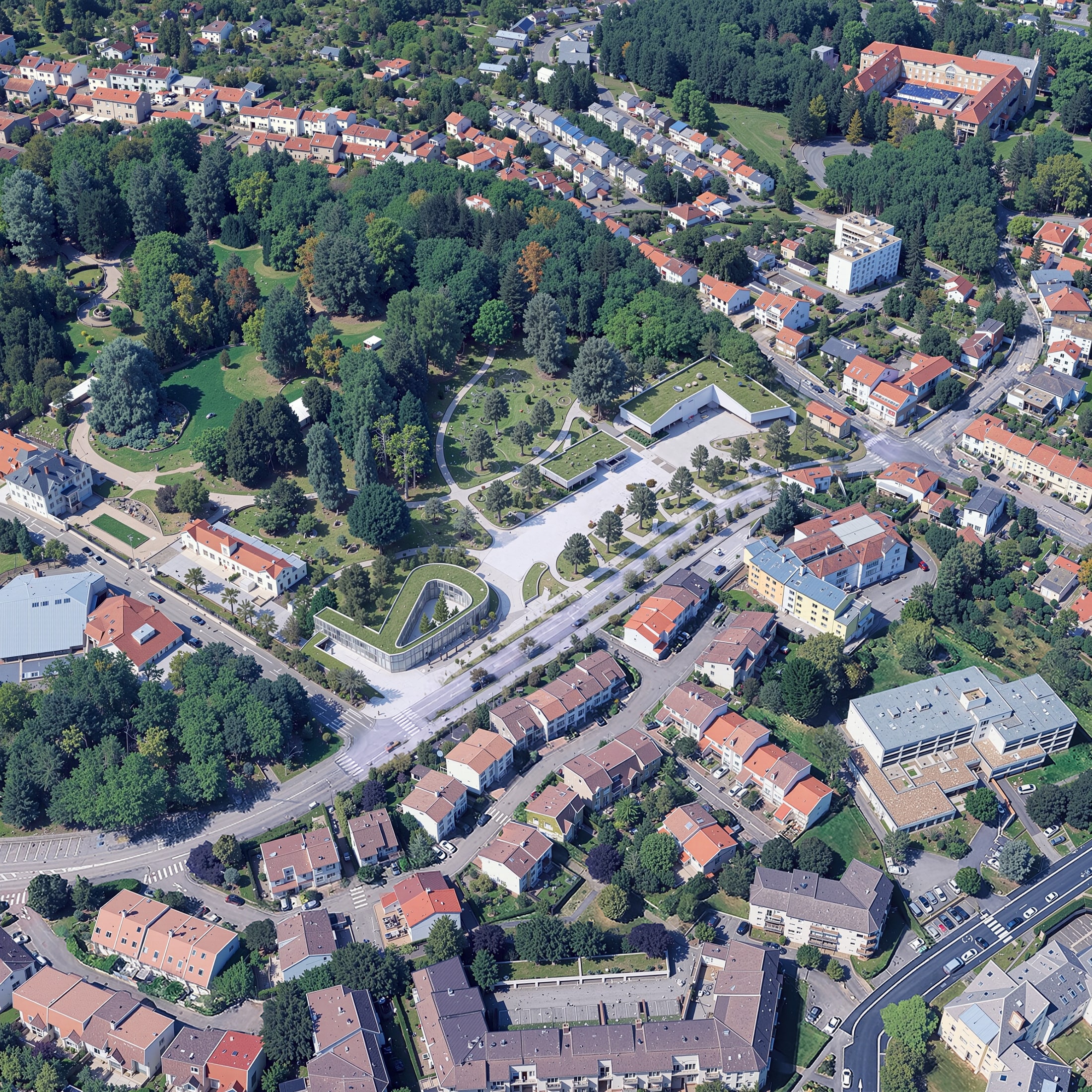 Vue aérienne du parc de Madame de Graffigny